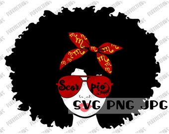 Scorpio Afro Woman SVG, Black Woman, Afro, Scorpio vibes, Birthday, Zodiac svg, Cut File, Sublimation, Printable svg png jpg