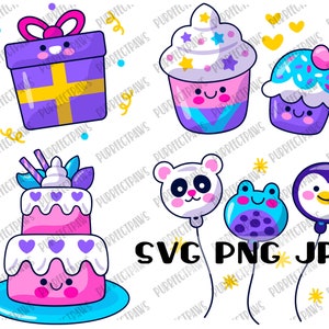 Kawaii Birthday Bundle SVG, Cute, Birthday, Bundle, instant download svg png jpg