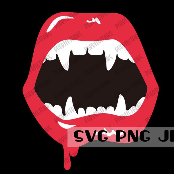 Vampire Lips SVG, Vampire Clip Art, Lips, Fangs, Digital Image, Instant Download svg png jpg