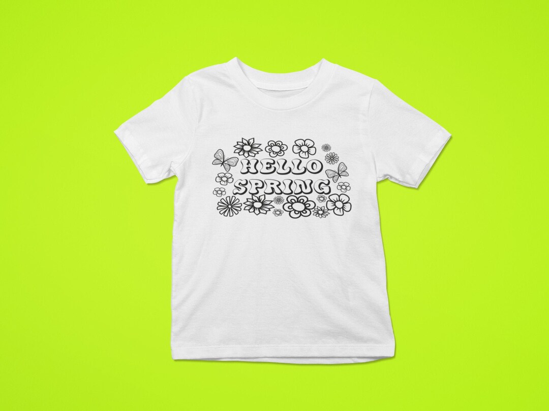 Hello Spring Coloring Digital Design Svg Png Jpg, T-shirt Design for ...