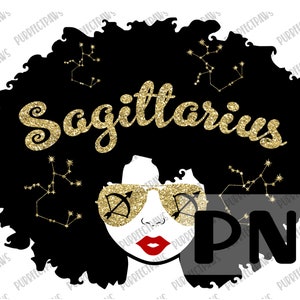 Sagittarius Afro Woman PNG for Sublimation, Birthday png, Zodiac png, Sagittarius png, Black Woman png, Printable PNG