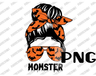 Messy Bun Momster PNG for Sublimation, Mom life, Halloween, Clip art instant download PNG