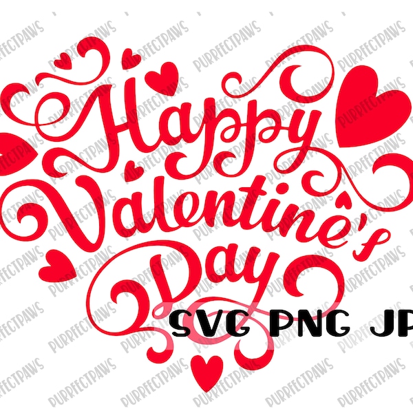 Happy Valentine’s Day SVG, Happy Valentine’s digital design, Fichier coupé, Sublimation, Imprimable, Téléchargement instantané svg png jpg