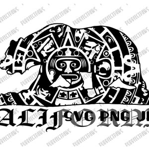 Ours de Californie avec motif aztèque SVG, fichier de coupe numérique, sublimation, imprimable, téléchargement immédiat svg png jpg
