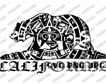California Bear With Aztec Pattern SVG, Digital Cut File, Sublimation, Printable, Instant Download svg png jpg