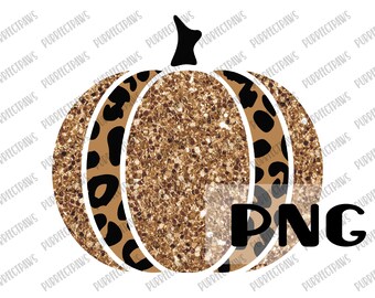 Glitter Leopard Print Pumpkin PNG for Sublimation, Halloween, Clip art, instant download svg png jpg