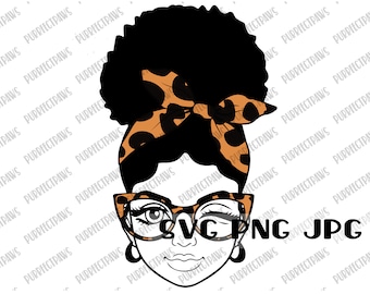 Afro Bun Black Woman SVG, Sublimation, Clip Art, Instant Download svg png jpg