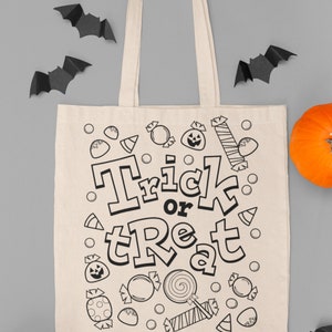 Trick Or Treat Coloring SVG, Happy Halloween Design, Coloring Page, Kids Design, Clip Art, Instant Download svg png jpg image 2