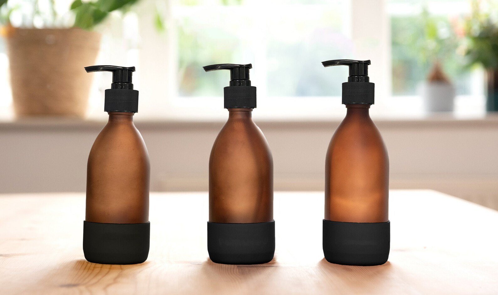 3x Stunning Amber Glass Hand Soap Dispensers for Kitchens and Etsy