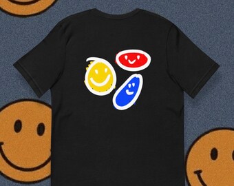 Glück Smiley Gesichter Streetwear Mode Unisex T-Shirt
