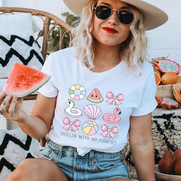 Summer Shirt Chillin With My Floaties Shirt Poolside Shirt Flamingo Shirt Beach Shirt Vacation Shirt Beach Vibes Shirt Summer Gifts RTR277