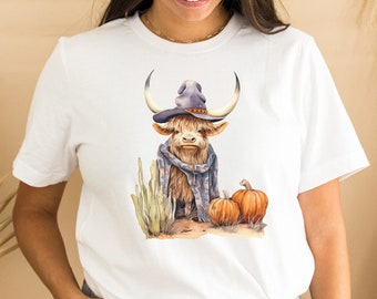 Highland Cow Shirt Heifer Shirt Western Shirt Cowgirl Shirt Pumpkin Shirt Cowboy Shirt Rodeo Shirt Cow Gifts For Her Country Girl Tee B5