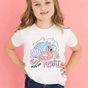 Retro Summer Shirt Go With The Float Shirt Beach Shirt Flamingo Shirt Poolside Shirt Vacation Shirt Summer Lover Shirt Toddler Shirts RTR276