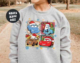 Disney McQueen Christmas Kids Sweatshirt Cars Christmas Toddler Sweatshirt Xmas McQueen Toddler Sweatshirt Cute Disney Christmas Gift