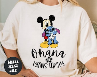 Disney Shirt Ohana Means Family Mickey and Stitch Sweatshirt Ohana Shirt Matching Family Disney Lilo And Stitch Shirt Cute Mickey Sweatshirt