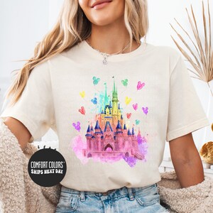 Disney Castle Shirt Disney Watercolor Shirt Disneyland Castle Vacation Gift Family Trip Shirts Disney Comfort Colors® Family Vacation Shirt