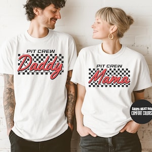 a man and a woman wearing matching shirts