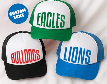 Custom Team Name Foam Trucker Hat Sports Team Spirit Hat Foam Trucker Hat School Spirit Hat Custom Mascot Hat Game Day Football Trucker Hats