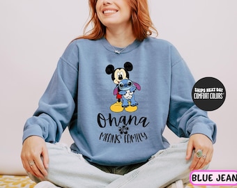 Disney Shirt Ohana Means Family Mickey and Stitch Comfort Colors® Shirt Ohana Shirt Matching Family Disney Lilo And Stitch Mickey Sweatshirt