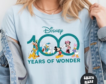 Disney 100 Years Of Wonder Shirt Disney 100th Anniversary Shirt Disney Family Trip Matching Shirts Retro Disney Mickey And Friends Shirt