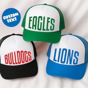 Custom Team Name Foam Trucker Hat Sports Team Spirit Hat Foam Trucker Hat School Spirit Hat Custom Mascot Hat Game Day Football Trucker Hats