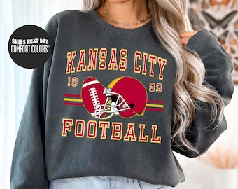 Football Comfort Colors® Shirt Kansas City Football Shirt Retro KC Fan Retro Football KC Fan Sweatshirt Retro Kansas City Football Fan Gift
