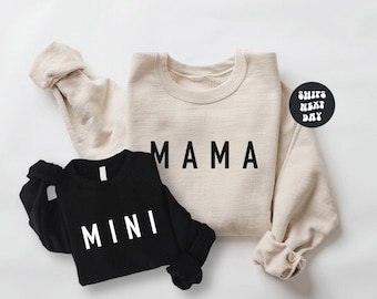 Camisetas de mamá y mini, conjunto a juego para mamá y bebé, sudadera de mamá y yo, camisetas para mamá e hija o hijo, regalo para anuncio de bebé de nueva mamá