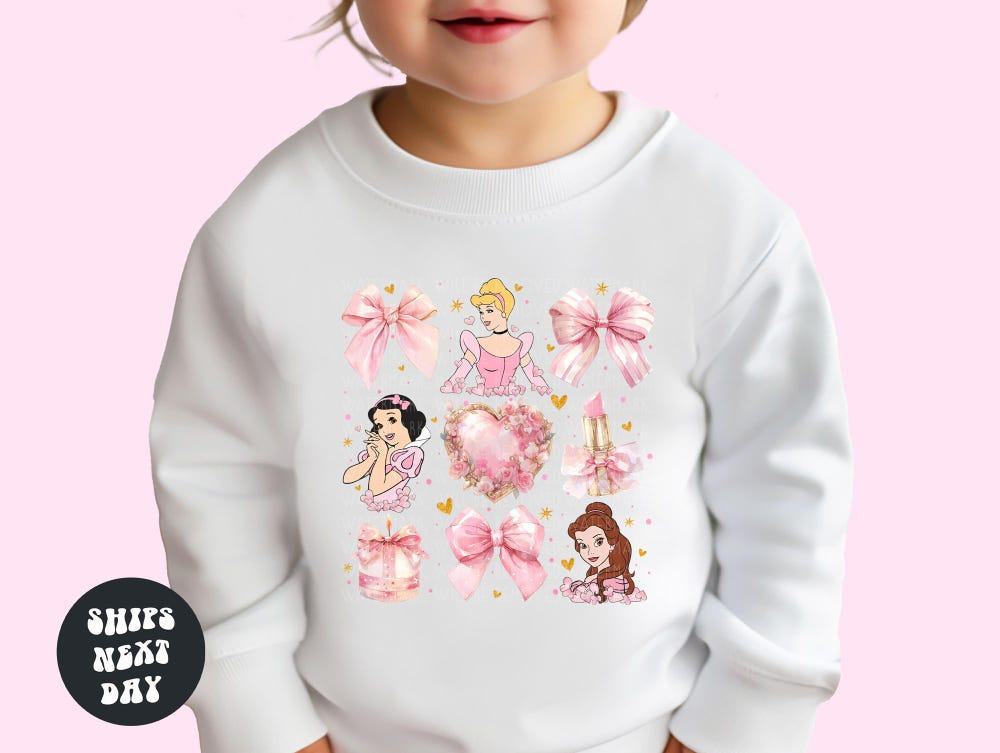 Disney Princess Sweatshirt Disney Valentines Sweatshirt Disney Princess Valentines Sweatshirt Cute Princess Baby Toddler Youth Sweatshirts Trendy Fashion