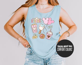 Disneyland Comfort Colors® Tank Top Magical Disney Snacks Tank Top Best Day Ever Disney World Jersey Tank Top Happiest Place Mouse Ears Tank