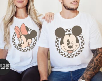 Disney Shirt Matching Couples Shirt Matching Mickey And Minnie Shirt Mickey Minnie Checkered Shirt Disney Comfort Colors® Tee Couples Gifts