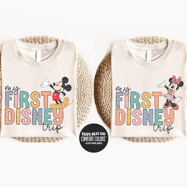 T-shirt Disney pour enfant Mon premier voyage Disney T-shirt pour tout-petit Premier voyage Disney T-shirt enfant Disney voyage en famille T-shirt Disney Minnie Mickey assorti