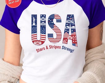 USA Baby Tee Soccer Usa America Jersey Football Tank Cropped Top Gift Usa Team Shirt USA 2026 Soccer Tee Women Crop Tee Soccer Team Tank Top