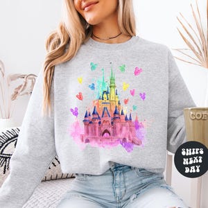 Disney Castle Sweatshirt Disney Watercolor Sweatshirt Disneyland Castle Sweatshirt Family Trip Sweatshirt Disney Family Vacation Sweatshirt