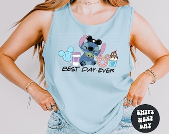 Disney Comfort Colors® Tank Top Stitch Best Day Ever Disney Tanktop Stitch Snacks Tank Top WDW Disney Snacks Disney Lilo And Stitch Snacks