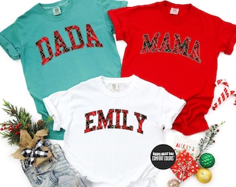 Personalized Christmas Plaid Comfort Colors® Shirt Custom Family Name Holiday Shirt Merry Christmas Shirt Custom Plaid Sweatshirt Xmas Gifts