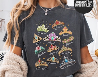 Disney Princess Crown Comfort Colors® Shirt Princess Bow Disney Girly Shirt Disney Princess Crown Girls Disney Castle Disney Trip Shirts