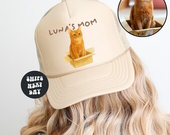 Custom Pet Photo Trucker Hat Personalized Hat Dog Cat Custom Picture Hat Summer Hat Gift for Dog Owner Cat Mom Hat Custom Pet Drawing Hat