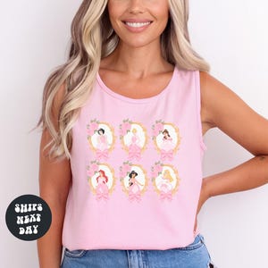 Disney Princess Comfort Colors® Tank Top Coquette Disney Princess Tanktop Disney Girls Trip Tanks Disney Group Tank Top Coquette Bow Tanktop