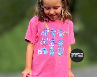 Disney Comfort Colors® Shirt Stitch Toddler Shirt Retro Disney Lilo And Stitch Shirt Floral Stitch Shirt Cute Stitch Disney Women Sweatshirt