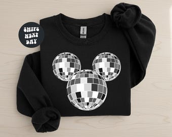 Mickey Mouse Disco Ball Shirt Disney Mouse Ears Sweatshirt Retro Mickey Mouse Shirt Matching Disneyland Family Vacation 2026 Trip Shirts