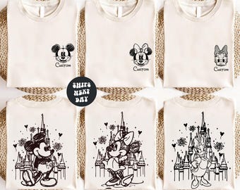 Custom Disney Shirt Matching Family Disney Sweatshirts Retro Mickey Minnie Happiest Place One Earth Matching Disney World Family Trip Shirt
