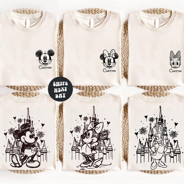 Custom Disney Shirt Matching Family Disney Sweatshirts Retro Mickey Minnie Happiest Place One Earth Matching Disney World Family Trip Shirt