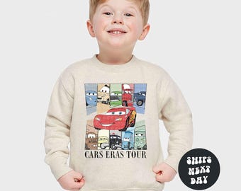 Kids Disney Cars Sweatshirt Cars Eras Tour Sweatshirt Lightning McQueen Sweatshirt Matching Disney Radiator Springs Rusteze Cars Sweatshirt