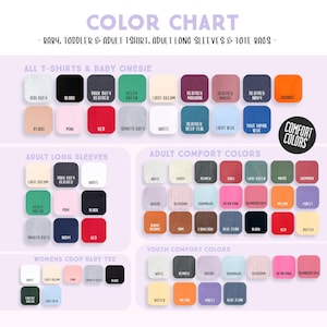the color chart for a variety of colors