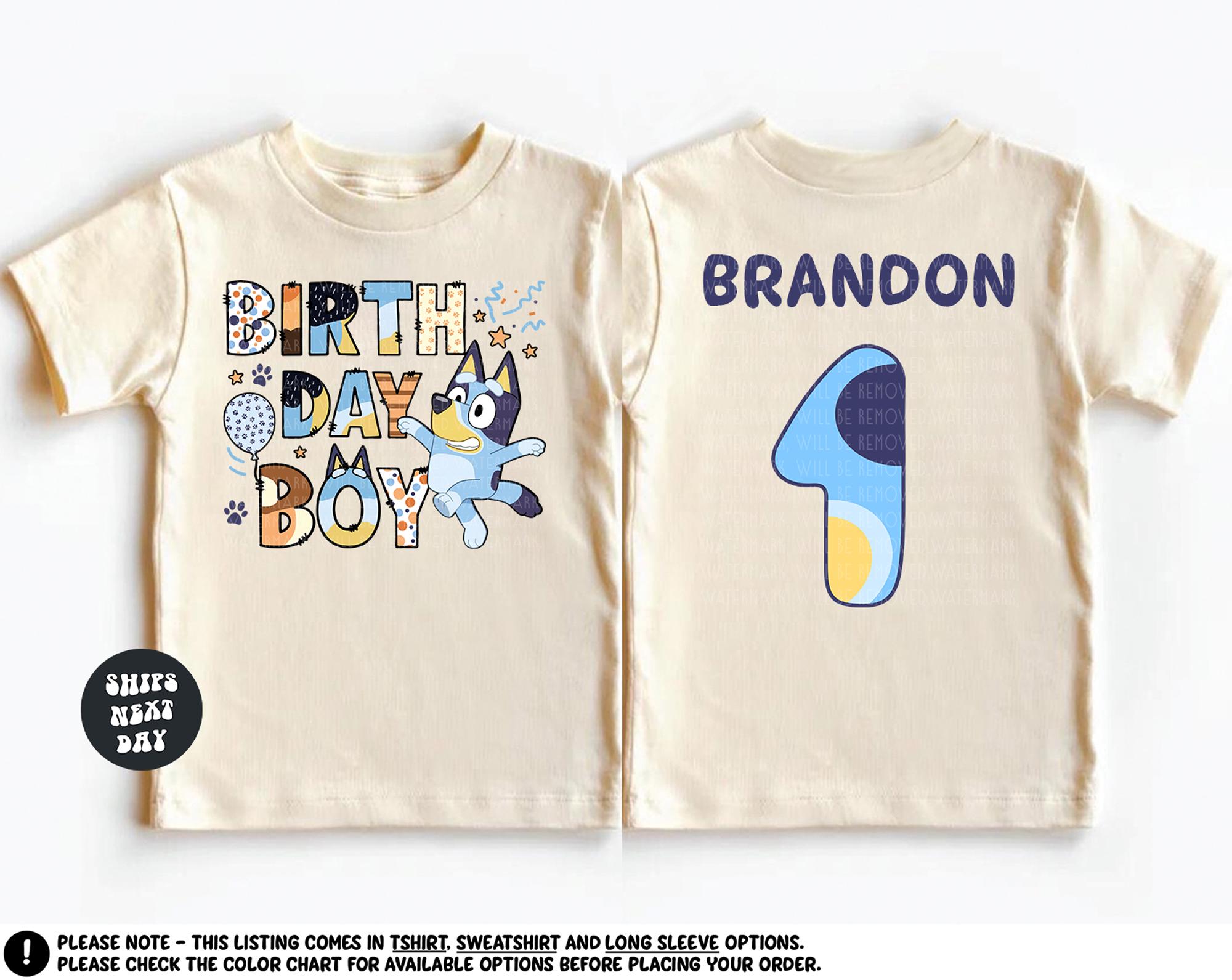 Blue Dog Custom Name Birthday Shirt Blue Dog Birthday Boy Shirt Custom Birthday Shirt Birthday Gift Kids Birthday Girl Shirt Gift For Him