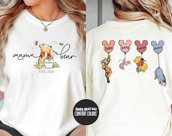 Custom Mama Bear Winnie The Pooh Comfort Colors® Shirt Custom Disney Mama Bear Shirt Personalized Gift For Mom Cute Disney Mama Sweatshirt
