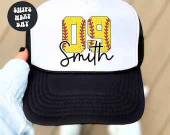 Custom Softball Foam Trucker Hat Softball Mom Hat Personalized Name And Number Hat Custom Number Softball Hat Sports Fan Gift Sport Team Hat
