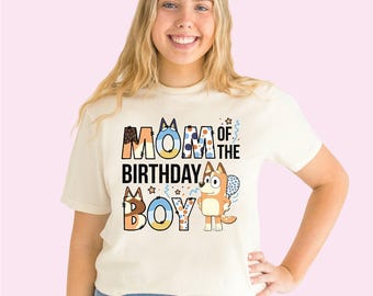 Mom Of The Birthday Boy Shirt Blue Shirt Family Matching Shirt Birthday Gift For Kids Birthday Party Tee Birthday Boys Mom Shirt