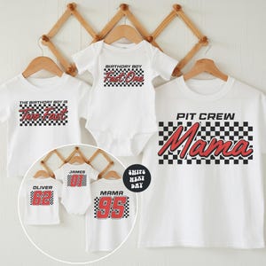 Custom Pit Crew Birthday Boy Two Sided Shirt Retro Pit Crew Family Shirts First Birthday Shirt Race Car Birthday Shirt Second Birthday Shirt