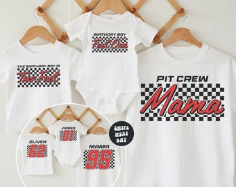 Custom Pit Crew Birthday Boy Two Sided Shirt Retro Pit Crew Family Shirts First Birthday Shirt Race Car Birthday Shirt Second Birthday Shirt